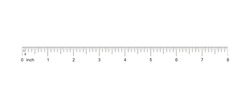 Ruler 8 Inch. 8-inch Grid With A Division To One Sixteenth. Measuring Tool. Ruler Graduation. Ruler Grid 8-inch. Size Indicator Units. Metric Inch Size Indicators. Vector EPS10