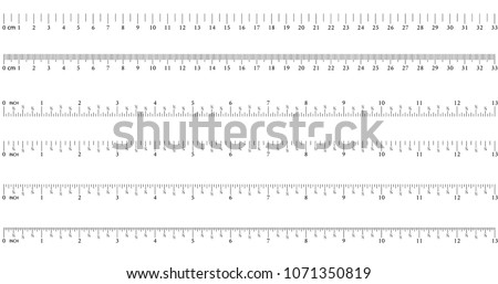 Ruler 8 inch.16 inch. 32 inch. Graduation of an inch. 33 cm. Measuring tool. Ruler Graduation. Ruler grid 33 cm. Size indicator units. Metric Centimeter size indicators. Vector