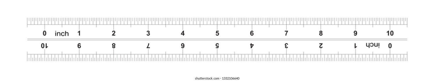 Ruler bidirectional 10 inches. Metric calibration grid. Precise measuring tool