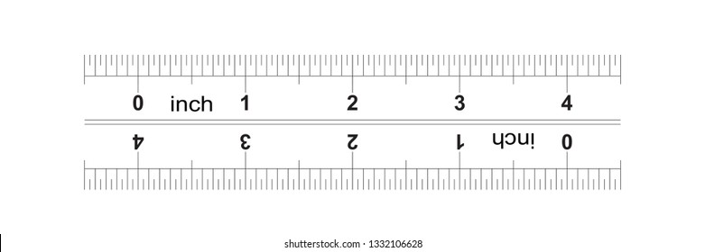 Ruler bidirectional 4 inches. Metric calibration grid.  Precise measuring tool