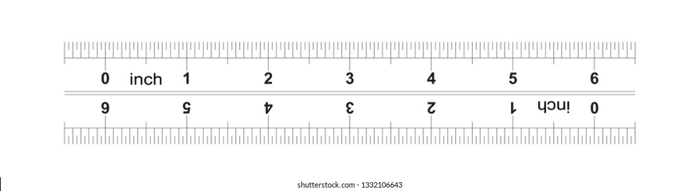 Ruler bidirectional 6 inches. Metric calibration grid. The division price is 0.05 inch. Precise measuring tool
