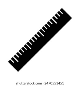 Ruler black vector icon. Measuring tool symbol. Drawing and creating blueprints, education and training, school supply.