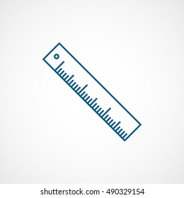 Ruler Blue Flat Icon On White Background