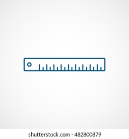 Ruler Blue Line Icon On White Background