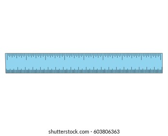 Ruler blue realistic vector illustration isolated