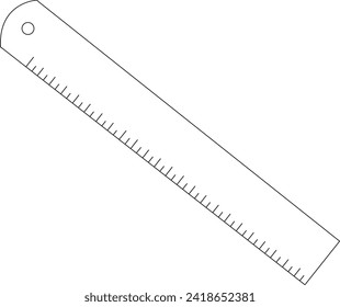 Ruler cartoon black and white vector line art illustration