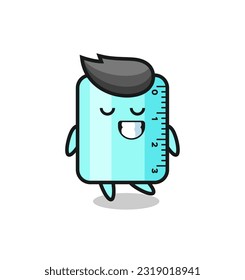 ruler cartoon illustration with a shy expression , cute style design for t shirt, sticker, logo element