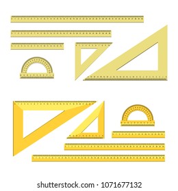 Ruler chancery tools set. Flat illustration of 12 ruler chancery tools vector objects for web