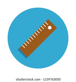 ruler colored in blue badge icon. Element of school icon for mobile concept and web apps. Detailed ruler icon can be used for web and mobile