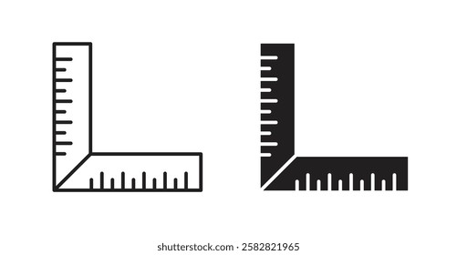 Ruler combined filled and outlined icons vectors on white background