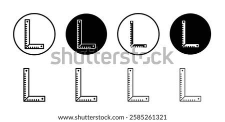 Ruler combined icon Black line art vector logo set