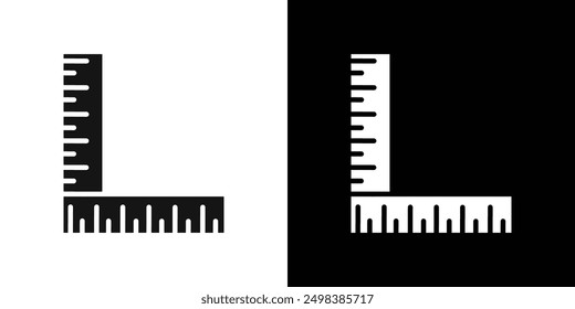 Ruler combined icon flat line symbol set.