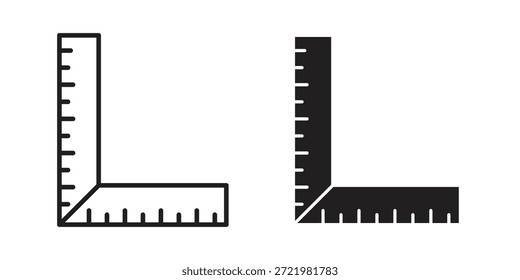 Ícone simples plano combinado da régua. Versão linear - stock vetor.
