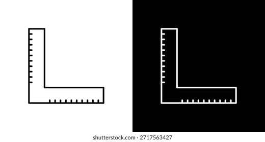 Ícone combinado da régua ícone do vetor linear. Linhas de traçado editáveis.