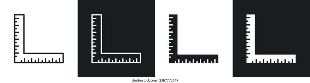 Ruler combined icon set black and white colors. Graphic Vector icons pack