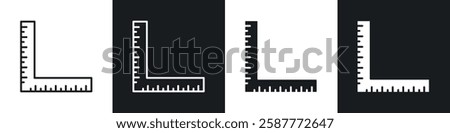 Ruler combined icon set black and white colors. Graphic Vector icons pack