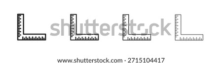 Ruler combined icon set. A collection of simple black thin strokes icons