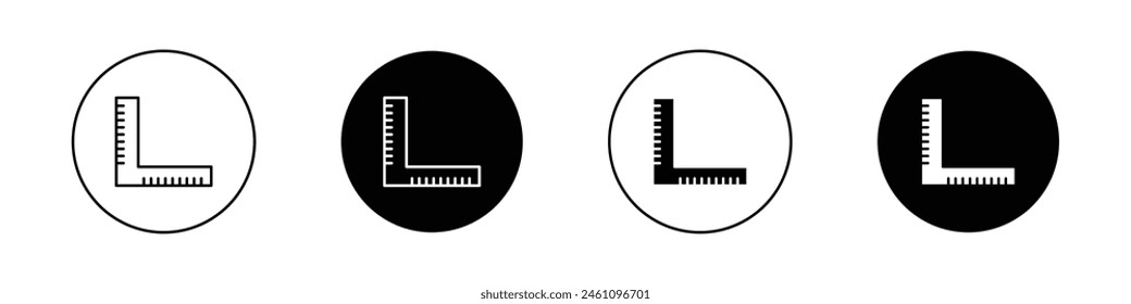 Ruler combined icon set. geometry ruler tool vector symbol in black filled and outlined style.