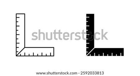 Ruler combined icon symbol collection on white background.