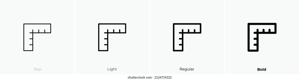 ruler combined icon. Thin, Light Regular And Bold style design isolated on white background