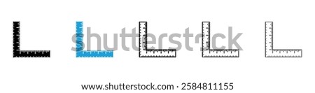 Ruler combined icons collection vectors in black and blue