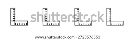 Ruler combined icons designed in outline, line and stroke style
