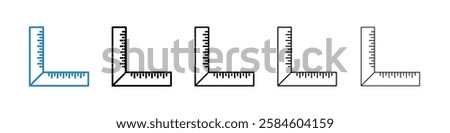 Ruler combined icons in five different stroke sizes