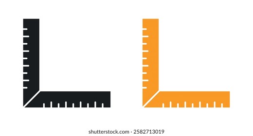 Ruler combined icons set vectors black and colored style