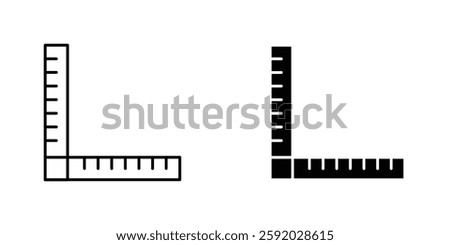 Ruler combined icons. stroke line and black solid icons