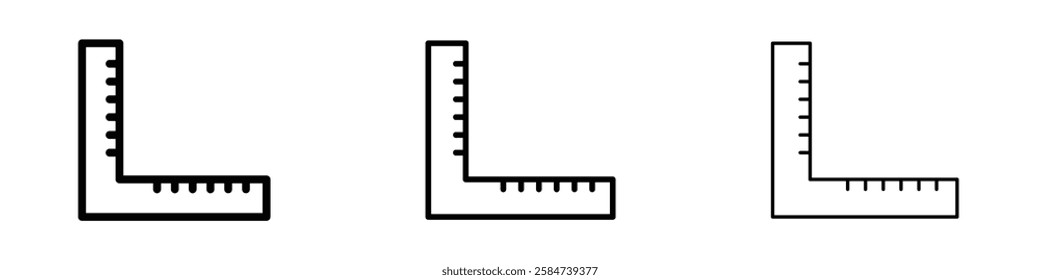 Ruler combined icons in three different stroke lines