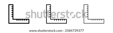 Ruler combined icons in three different stroke lines