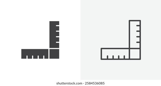 Ruler combined icons vectors illustrations in black fill and liner versions