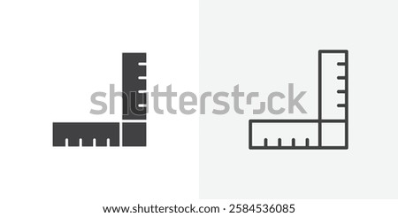 Ruler combined icons vectors illustrations in black fill and liner versions