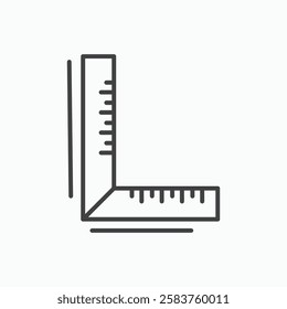 Ruler combined vector icon isolated in black line