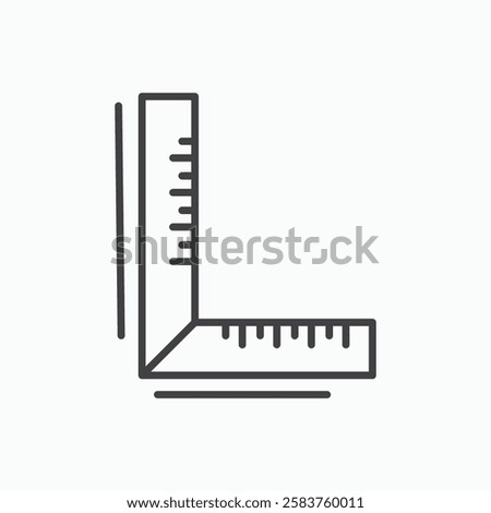 Ruler combined vector icon isolated in black line