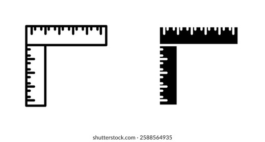 Ruler combined vectors icons set in filled and strokes on white background