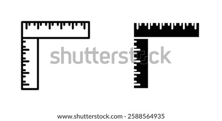 Ruler combined vectors icons set in filled and strokes on white background