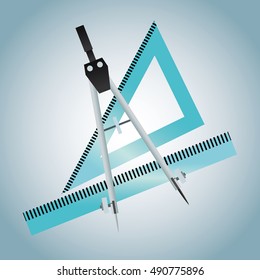 Ruler and compass of education concept 