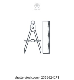 Ruler and Compass icon symbol vector illustration isolated on white background