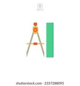Ruler and Compass icon symbol vector illustration isolated on white background