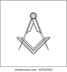 Ruler And Compass Logo, Dividers, Scale, Masonic Sign