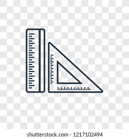 Ruler concept vector linear icon isolated on transparent background, Ruler concept transparency concept in outline style