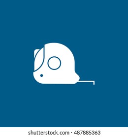 Ruler For Construction Flat Icon On Blue Background