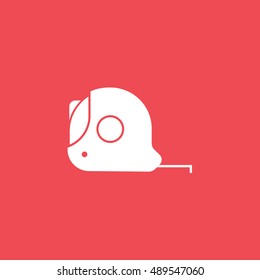 Ruler For Construction Flat Icon On Red Background