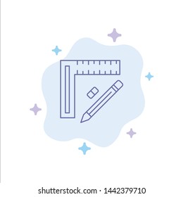 Ruler, Construction, Pencil, Repair, Design Blue Icon on Abstract Cloud Background