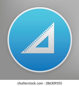Ruler design icon on blue button,clean vector