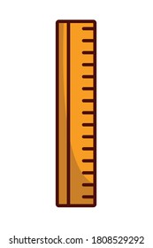 Ruler design, Instrument tool work measurement lenght object inch long and distance theme Vector illustration