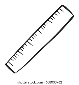 Ruler doodle. Back to school elementary study symbol