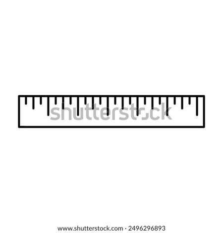 Ruler doodle icon. Measuring Tool. School symbol drawing in line art.