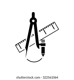 Ruler and drawing compass icon